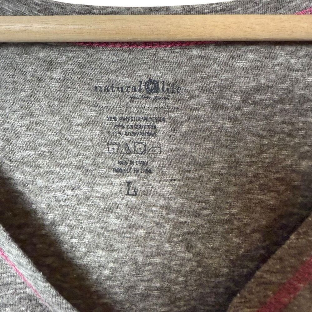NATURAL LIFE Gray Jumpsuit Romper with Pink Trim - Picture 3 of 7
